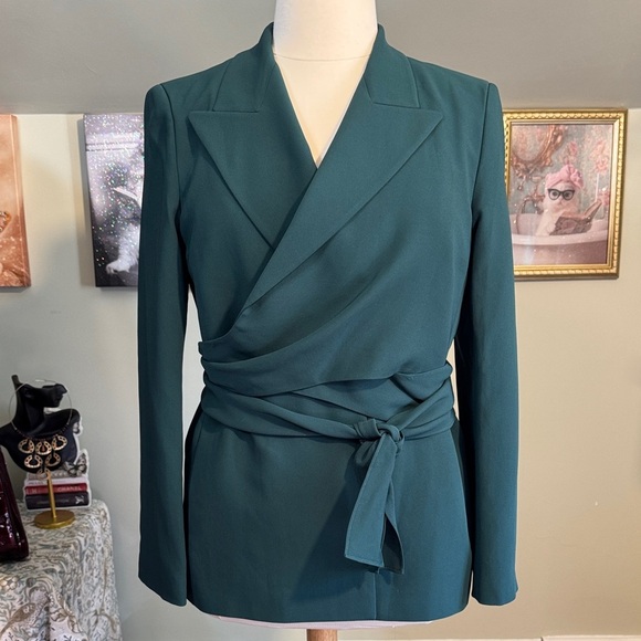 NWT Lafayette 148 New York Deep Ivy Wrap Blazer Quality Designer Retail $1398!